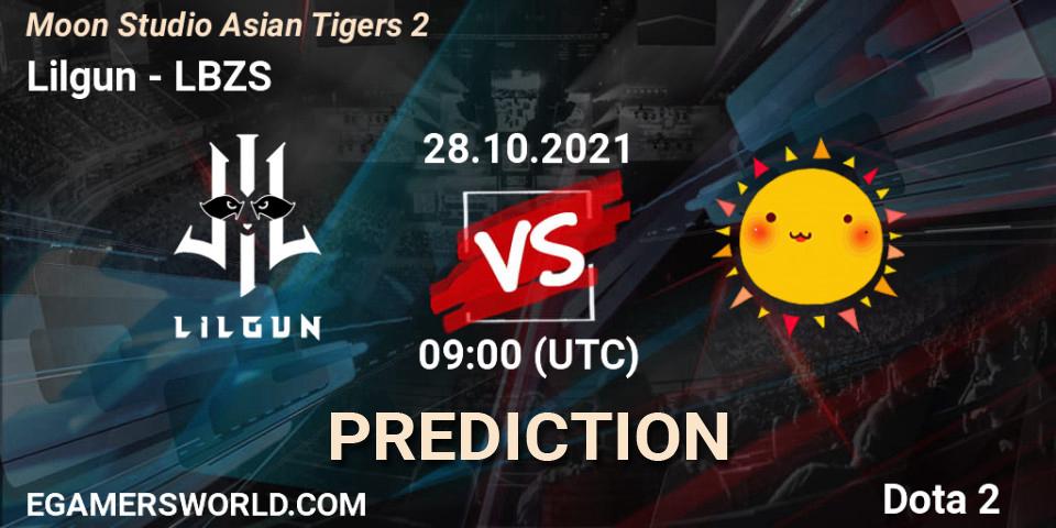 Pronósticos Lilgun - LBZS. 28.10.2021 at 09:11. Moon Studio Asian Tigers 2 - Dota 2