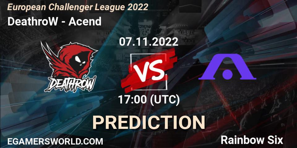 Pronósticos DeathroW - Acend. 07.11.2022 at 17:00. European Challenger League 2022 - Rainbow Six