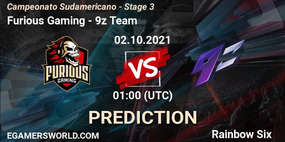 Pronósticos Furious Gaming - 9z Team. 02.10.2021 at 01:00. Campeonato Sudamericano - Stage 3 - Rainbow Six
