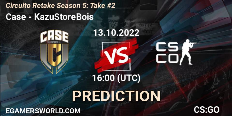 Pronósticos Case - KazuStoreBois. 13.10.2022 at 16:00. Circuito Retake Season 5: Take #2 - Counter-Strike (CS2)