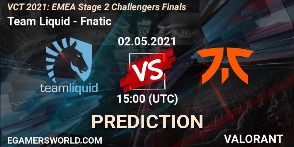 Pronósticos Team Liquid - Fnatic. 02.05.2021 at 15:00. VCT 2021: EMEA Stage 2 Challengers Finals - VALORANT
