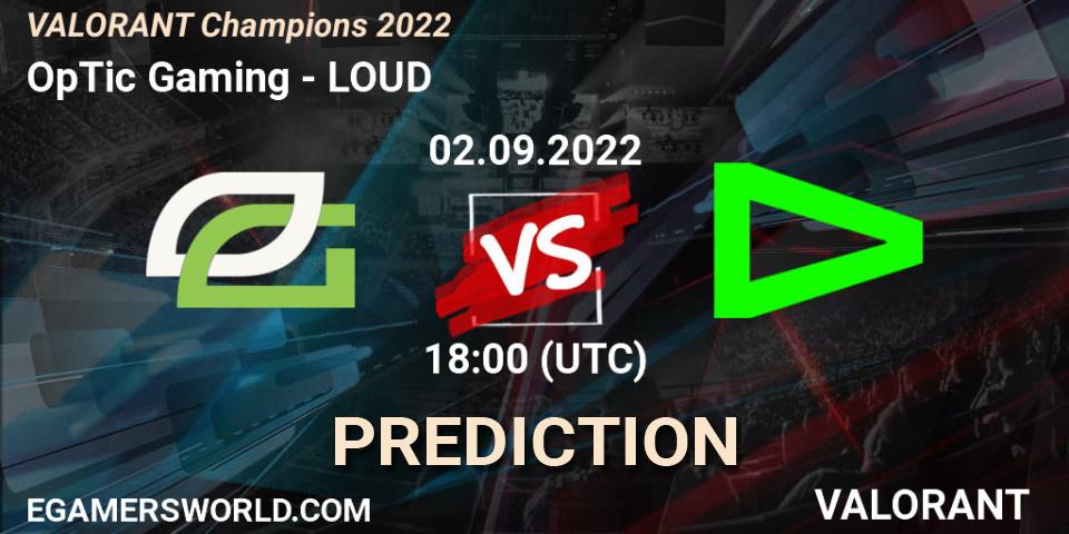 Pronósticos OpTic Gaming - LOUD. 02.09.2022 at 19:10. VALORANT Champions 2022 - VALORANT