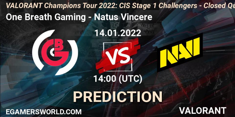 Pronósticos One Breath Gaming - Natus Vincere. 14.01.2022 at 14:00. VCT 2022: CIS Stage 1 Challengers - Closed Qualifier 1 - VALORANT