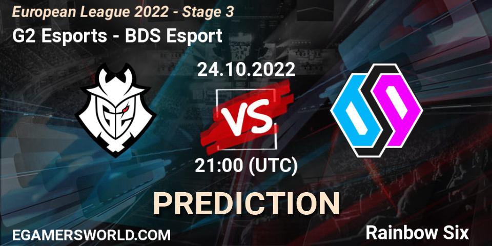 Pronósticos G2 Esports - BDS Esport. 24.10.22. European League 2022 - Stage 3 - Rainbow Six