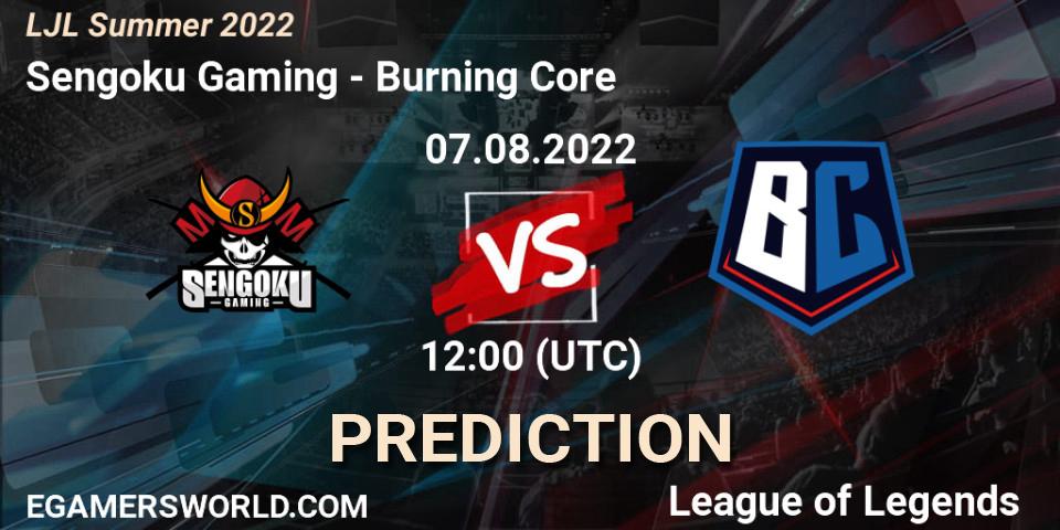 Pronósticos Sengoku Gaming - Burning Core. 07.08.2022 at 12:00. LJL Summer 2022 - LoL