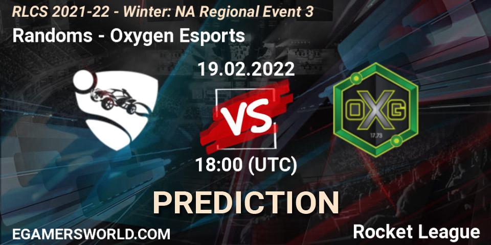 Pronósticos Randoms - Oxygen Esports. 19.02.2022 at 18:00. RLCS 2021-22 - Winter: NA Regional Event 3 - Rocket League
