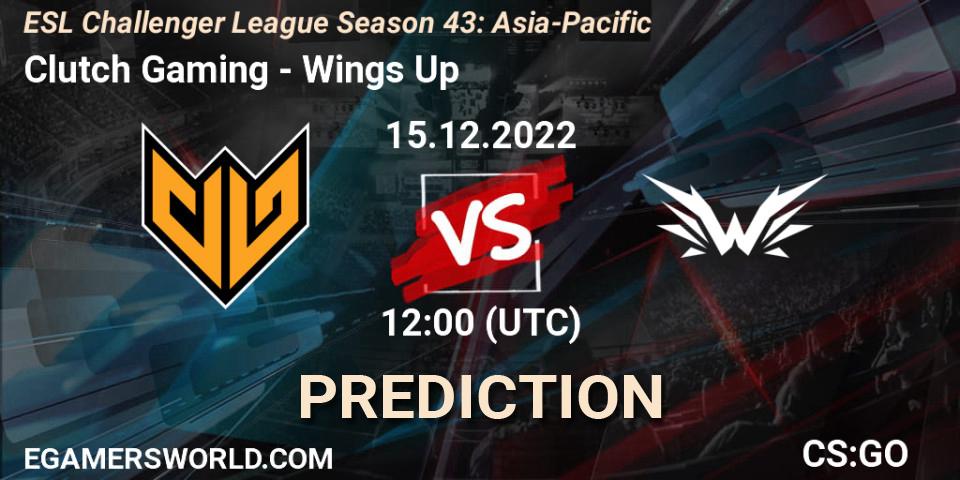 Pronósticos Clutch Gaming - Wings Up. 15.12.2022 at 12:00. ESL Challenger League Season 43: Asia-Pacific - Counter-Strike (CS2)