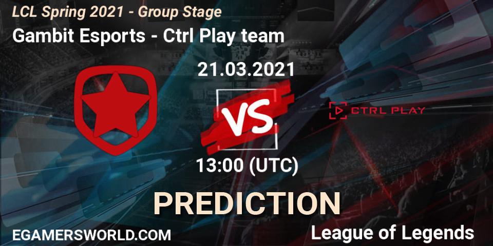Pronósticos Gambit Esports - Ctrl Play team. 21.03.21. LCL Spring 2021 - Group Stage - LoL