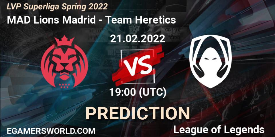 Pronósticos MAD Lions Madrid - Team Heretics. 21.02.2022 at 17:00. LVP Superliga Spring 2022 - LoL
