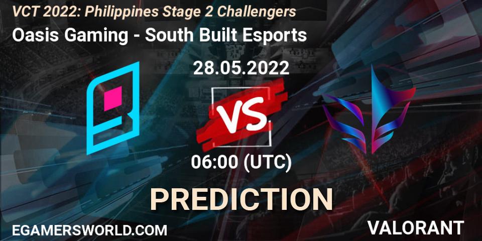 Pronósticos Oasis Gaming - South Built Esports. 28.05.2022 at 06:00. VCT 2022: Philippines Stage 2 Challengers - VALORANT