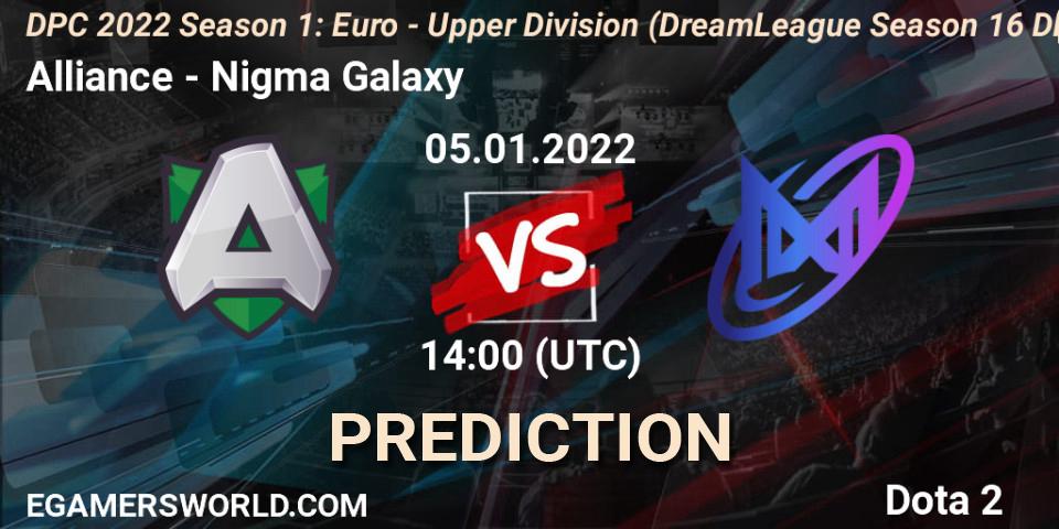 Pronósticos Alliance - Nigma Galaxy. 05.01.2022 at 13:56. DPC 2022 Season 1: Euro - Upper Division (DreamLeague Season 16 DPC WEU) - Dota 2