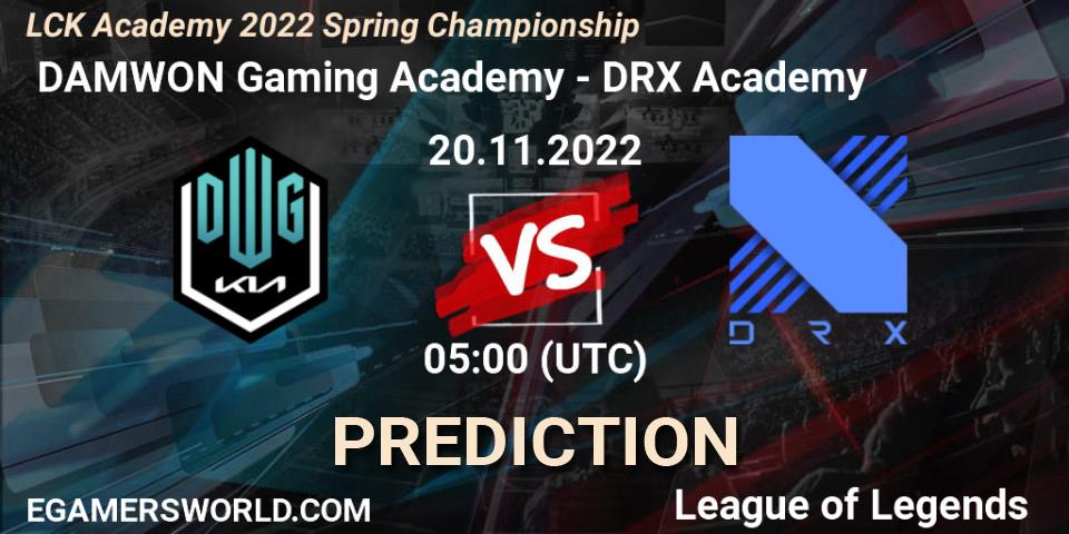 Pronósticos DAMWON Gaming Academy - DRX Academy. 20.11.22. LCK Academy 2022 Spring Championship - LoL