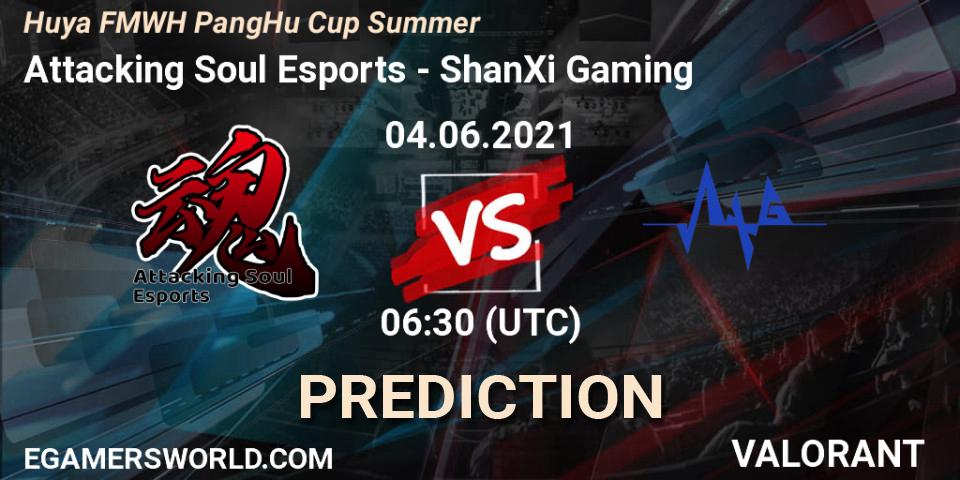 Pronósticos Attacking Soul Esports - ShanXi Gaming. 04.06.2021 at 06:30. Huya FMWH PangHu Cup Summer - VALORANT