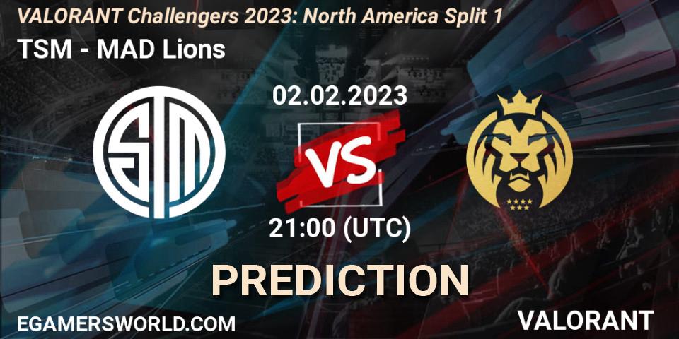 Pronósticos TSM - MAD Lions. 02.02.23. VALORANT Challengers 2023: North America Split 1 - VALORANT