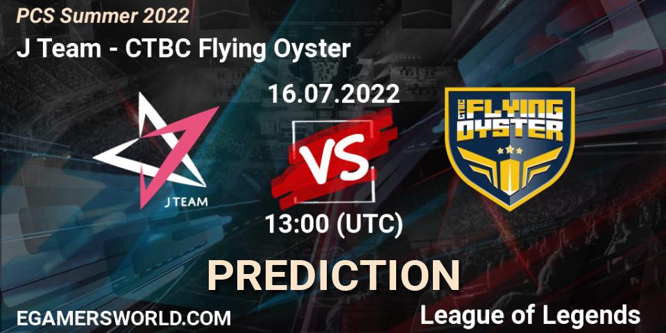 Pronósticos J Team - CTBC Flying Oyster. 16.07.2022 at 12:00. PCS Summer 2022 - LoL