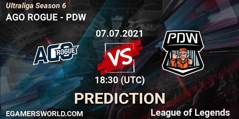 Pronósticos AGO ROGUE - PDW. 07.07.2021 at 18:30. Ultraliga Season 6 - LoL