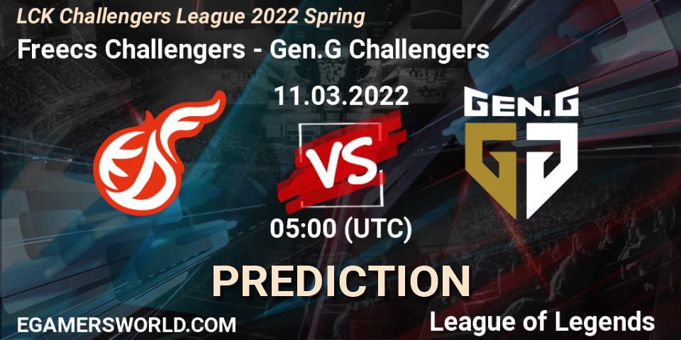 Pronósticos Freecs Challengers - Gen.G Challengers. 11.03.2022 at 05:00. LCK Challengers League 2022 Spring - LoL