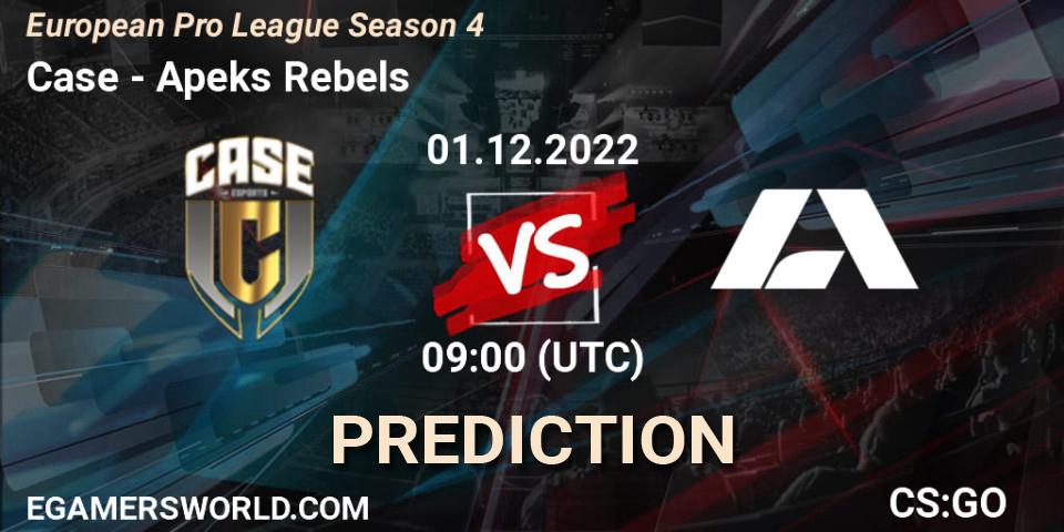 Pronósticos Case - Apeks Rebels. 01.12.22. European Pro League Season 4 - CS2 (CS:GO)