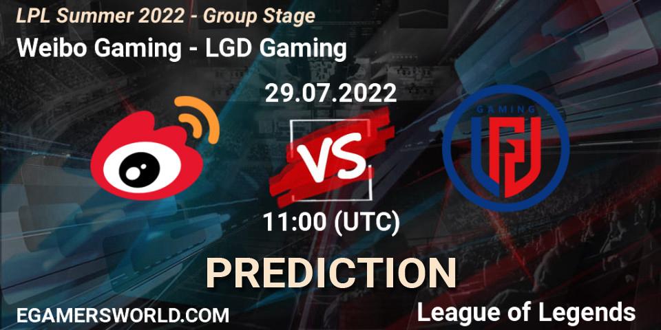 Pronósticos Weibo Gaming - LGD Gaming. 29.07.22. LPL Summer 2022 - Group Stage - LoL