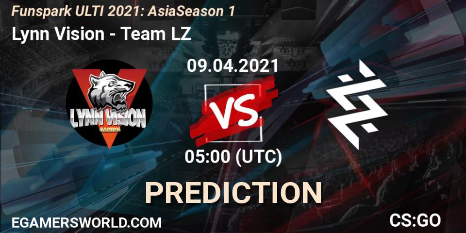 Pronósticos Lynn Vision - Team LZ. 08.04.2021 at 09:00. Funspark ULTI 2021: Asia Season 1 - Counter-Strike (CS2)