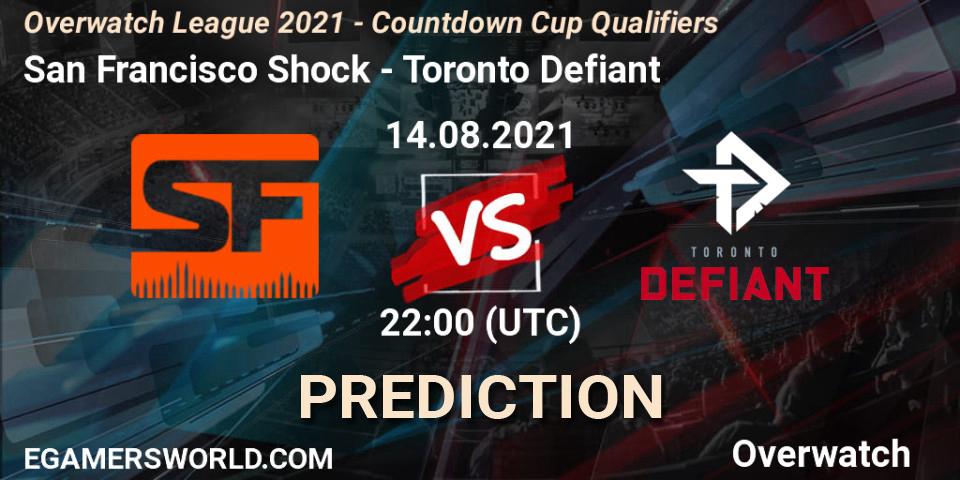 Pronósticos San Francisco Shock - Toronto Defiant. 14.08.2021 at 22:00. Overwatch League 2021 - Countdown Cup Qualifiers - Overwatch