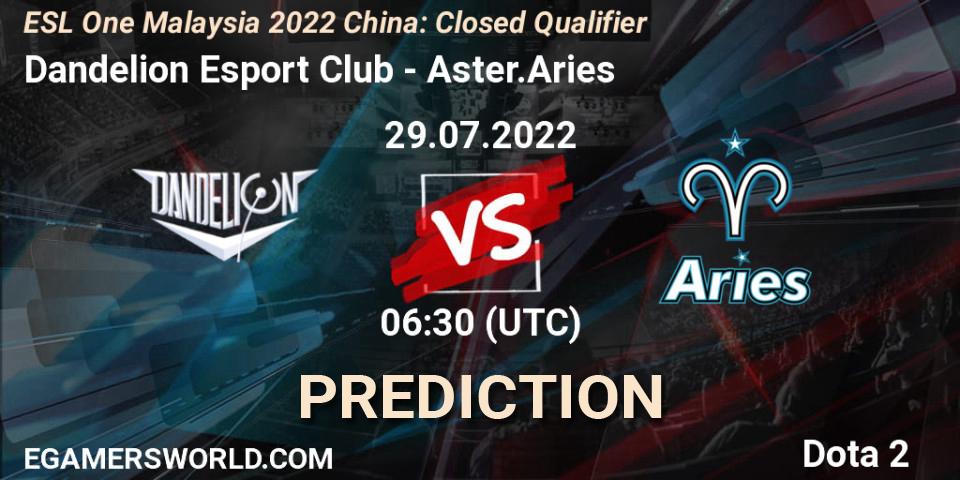Pronósticos Dandelion Esport Club - Aster.Aries. 29.07.2022 at 06:32. ESL One Malaysia 2022 China: Closed Qualifier - Dota 2