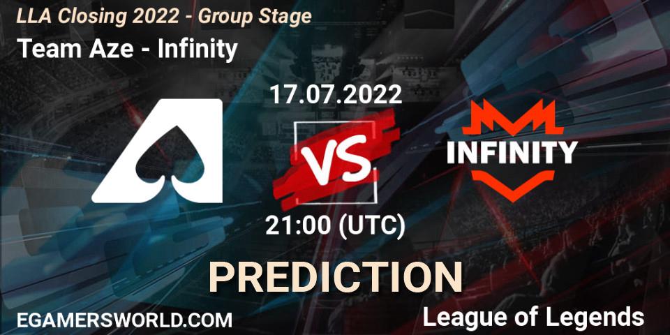 Pronósticos Team Aze - Infinity. 17.07.2022 at 22:00. LLA Closing 2022 - Group Stage - LoL