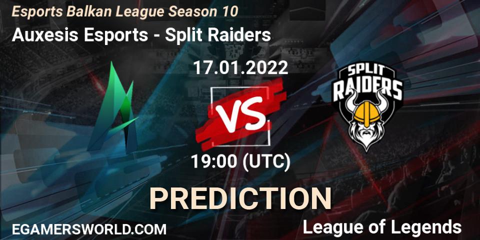 Pronósticos Auxesis Esports - Split Raiders. 17.01.2022 at 19:00. Esports Balkan League Season 10 - LoL