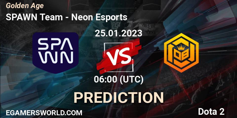 Pronósticos SPAWN Team - Neon Esports. 25.01.2023 at 06:25. Golden Age - Dota 2