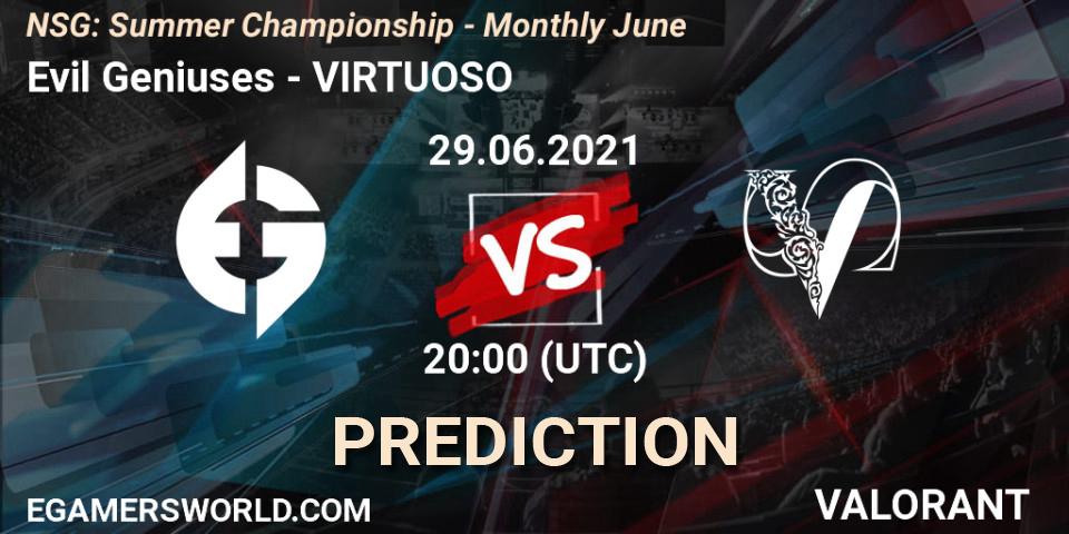 Pronósticos Evil Geniuses - VIRTUOSO. 29.06.2021 at 21:00. NSG: Summer Championship - Monthly June - VALORANT