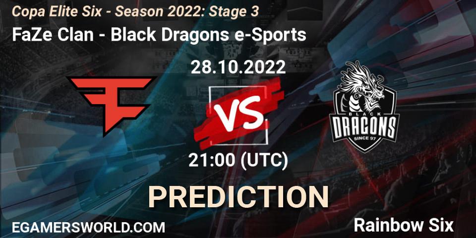 Pronósticos FaZe Clan - Black Dragons e-Sports. 28.10.22. Copa Elite Six - Season 2022: Stage 3 - Rainbow Six