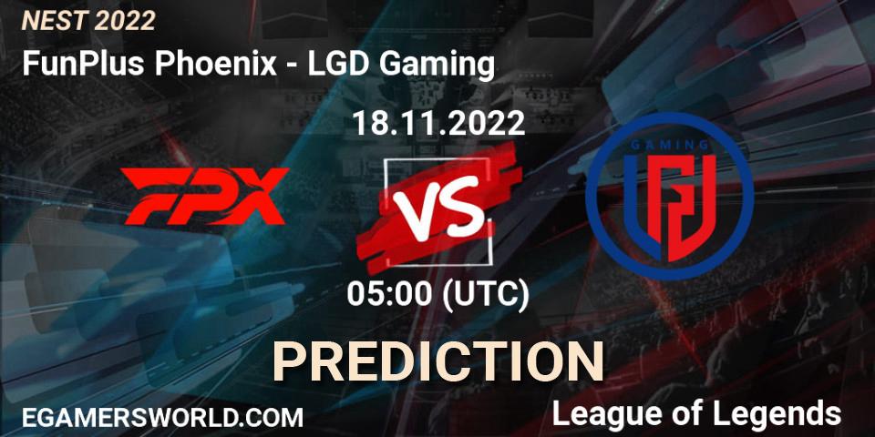 Pronósticos FunPlus Phoenix - LGD Gaming. 18.11.22. NEST 2022 - LoL
