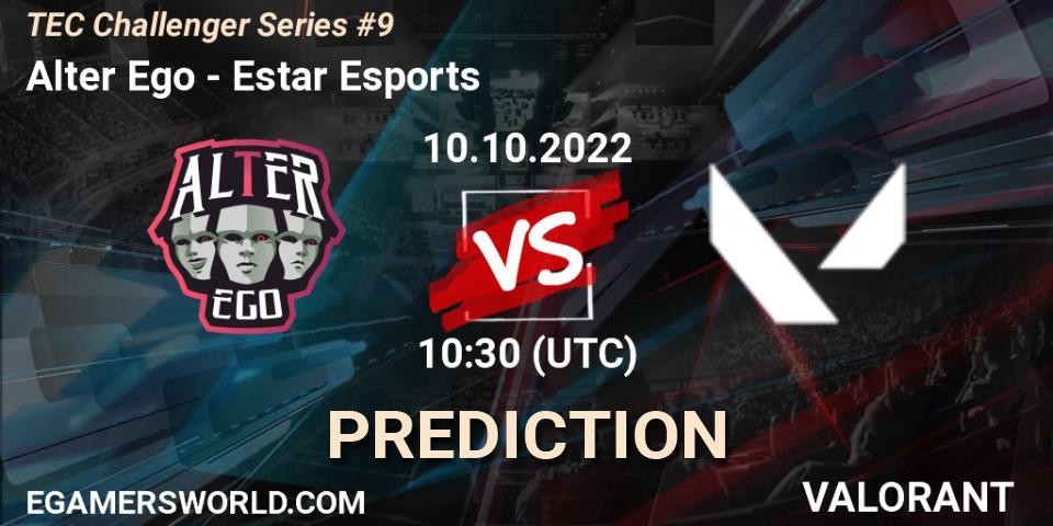 Pronósticos Alter Ego - Estar Esports. 10.10.2022 at 11:15. TEC Challenger Series #9 - VALORANT