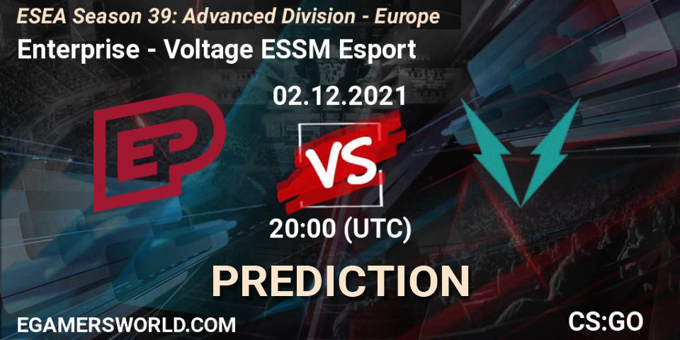 Pronósticos Enterprise - Voltage ESSM Esport. 02.12.2021 at 20:00. ESEA Season 39: Advanced Division - Europe - Counter-Strike (CS2)