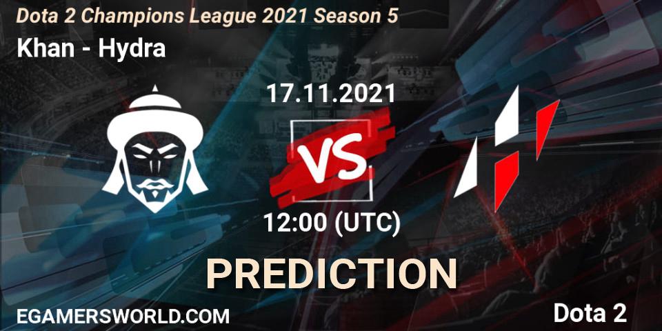 Pronósticos Khan - Hydra. 17.11.21. Dota 2 Champions League 2021 Season 5 - Dota 2