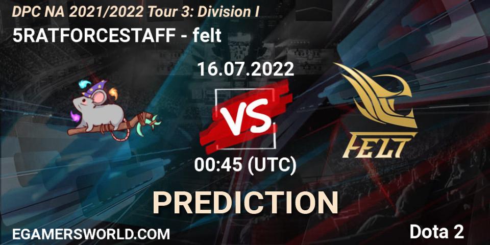 Pronósticos 5RATFORCESTAFF - felt. 16.07.22. DPC NA 2021/2022 Tour 3: Division I - Dota 2