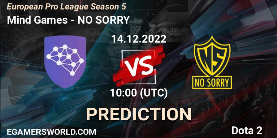Pronósticos Mind Games - NO SORRY. 14.12.2022 at 10:16. European Pro League Season 5 - Dota 2
