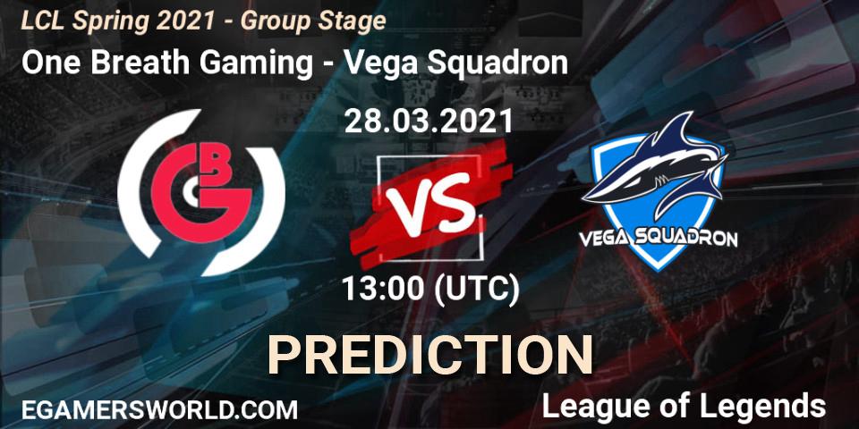 Pronósticos One Breath Gaming - Vega Squadron. 28.03.2021 at 13:00. LCL Spring 2021 - Group Stage - LoL
