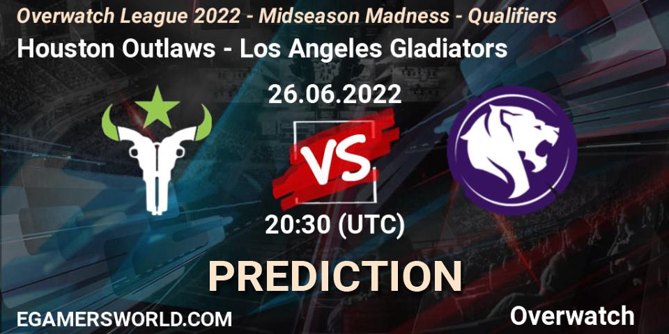 Pronósticos Houston Outlaws - Los Angeles Gladiators. 26.06.22. Overwatch League 2022 - Midseason Madness - Qualifiers - Overwatch