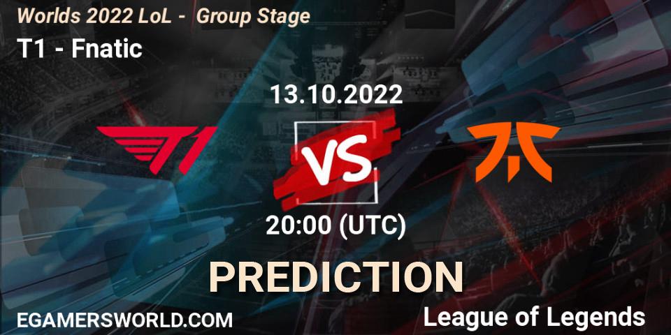 Pronósticos T1 - Fnatic. 13.10.22. Worlds 2022 LoL - Group Stage - LoL