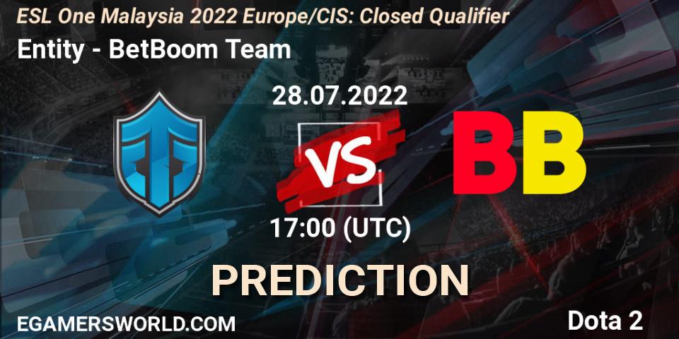 Pronósticos Entity - BetBoom Team. 28.07.2022 at 17:00. ESL One Malaysia 2022 Europe/CIS: Closed Qualifier - Dota 2