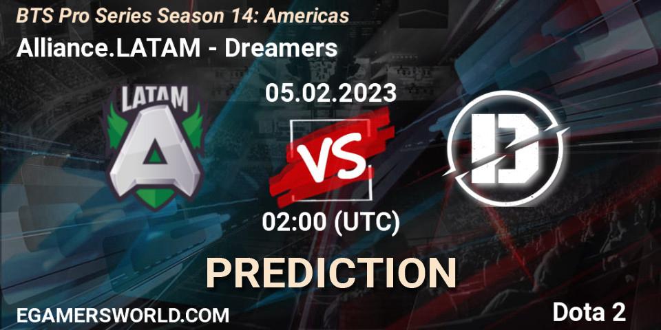 Pronósticos Alliance.LATAM - Dreamers. 05.02.23. BTS Pro Series Season 14: Americas - Dota 2