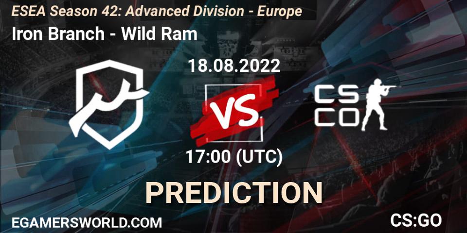 Pronósticos Iron Branch - Wild Ram. 18.08.2022 at 17:00. ESEA Season 42: Advanced Division - Europe - Counter-Strike (CS2)