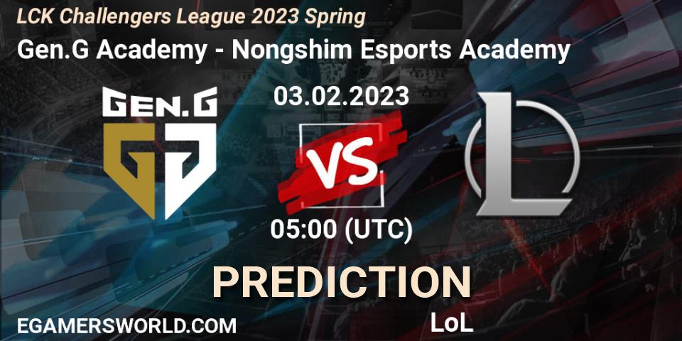 Pronósticos Gen.G Academy - Nongshim Esports Academy. 03.02.23. LCK Challengers League 2023 Spring - LoL