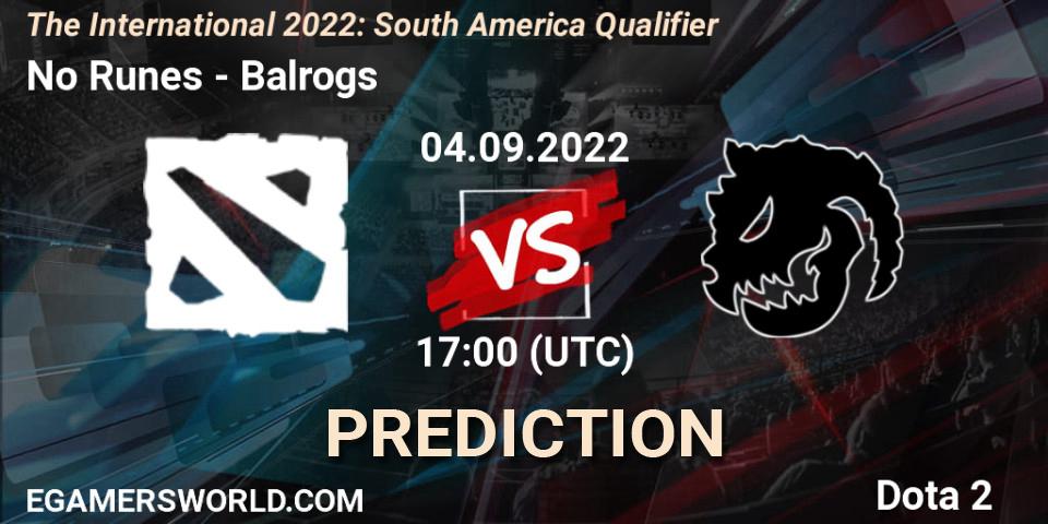 Pronósticos No Runes - Balrogs. 04.09.2022 at 16:40. The International 2022: South America Qualifier - Dota 2