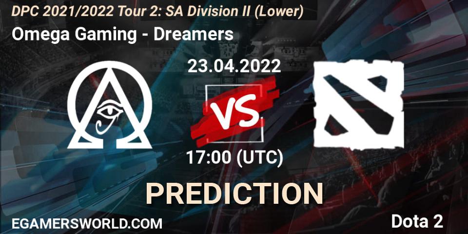 Pronósticos Omega Gaming - Dreamers. 23.04.2022 at 17:38. DPC 2021/2022 Tour 2: SA Division II (Lower) - Dota 2