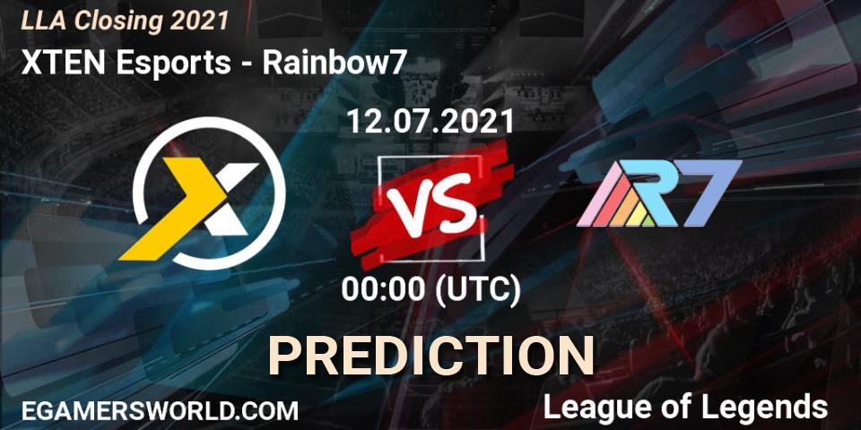 Pronósticos XTEN Esports - Rainbow7. 12.07.2021 at 00:00. LLA Closing 2021 - LoL