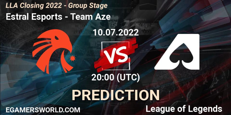 Pronósticos Estral Esports - Team Aze. 10.07.2022 at 20:00. LLA Closing 2022 - Group Stage - LoL