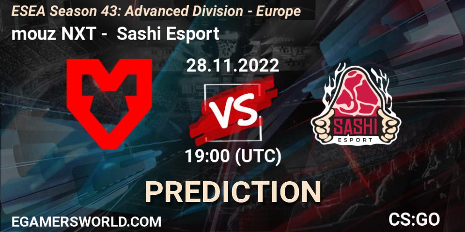 Pronósticos mouz NXT - Sashi Esport. 28.11.22. ESEA Season 43: Advanced Division - Europe - CS2 (CS:GO)