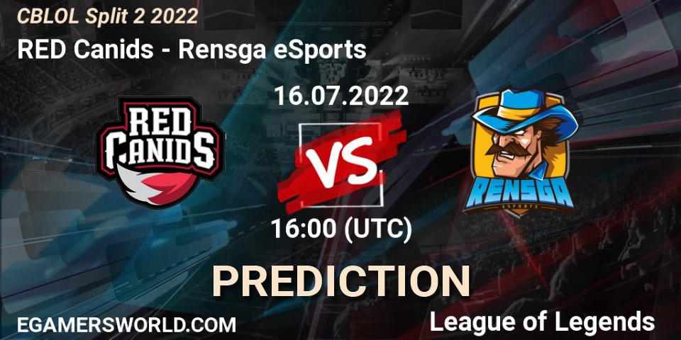 Pronósticos RED Canids - Rensga eSports. 16.07.22. CBLOL Split 2 2022 - LoL